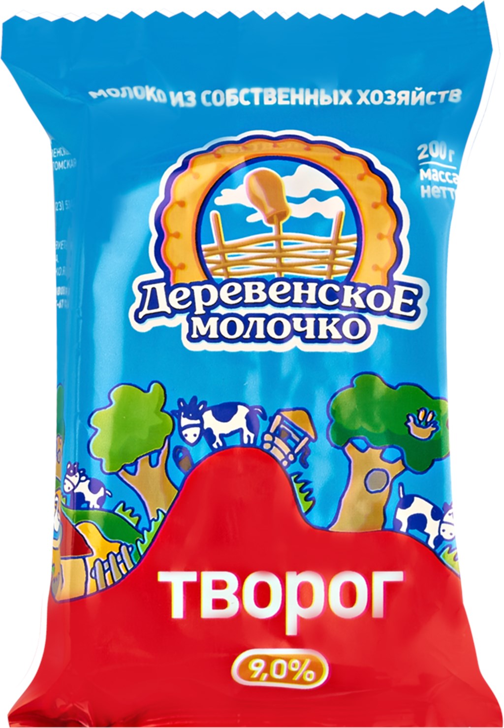 

Творог Деревенское молочко 9%, БЗМЖ