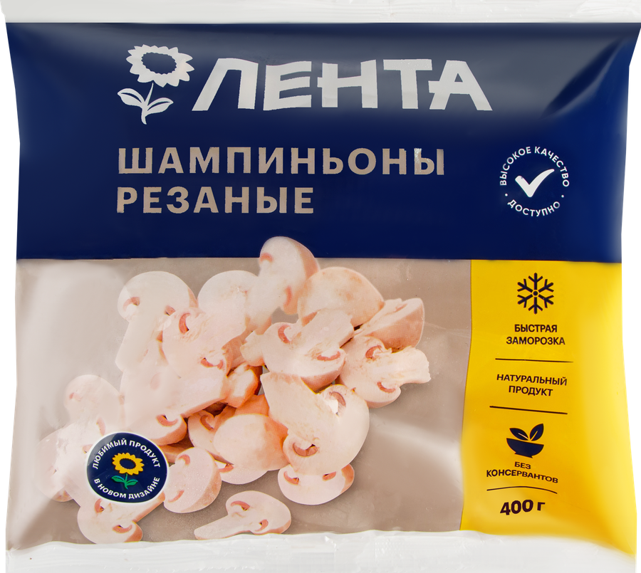 

Шампиньоны Лента резаные 400 г