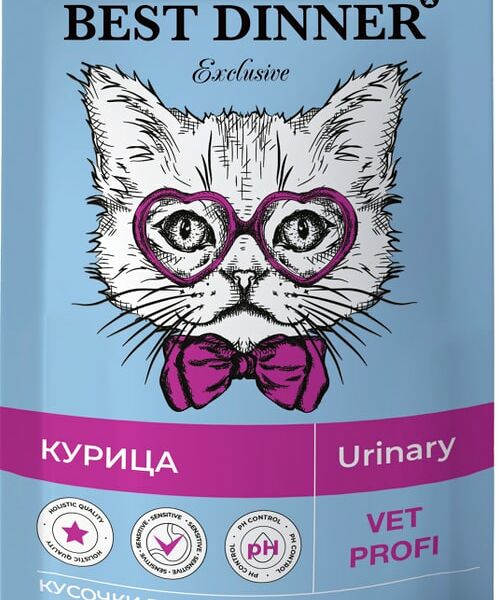 Влажный корм для кошек Best Dinner Vet Profi Urinary кусочки в соусе с курицей 85г