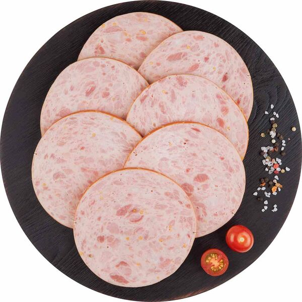 Колбаса вареная Альпийская, нарезка ТМ Глобус