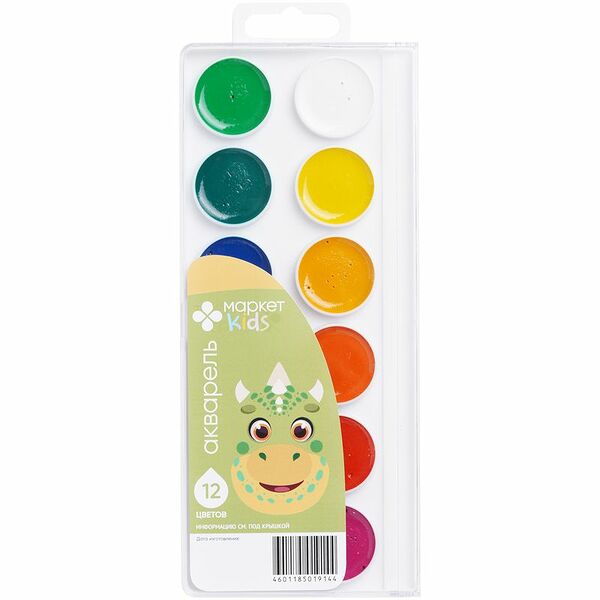 Краски акварельные Маркет Kids, 12 цветов