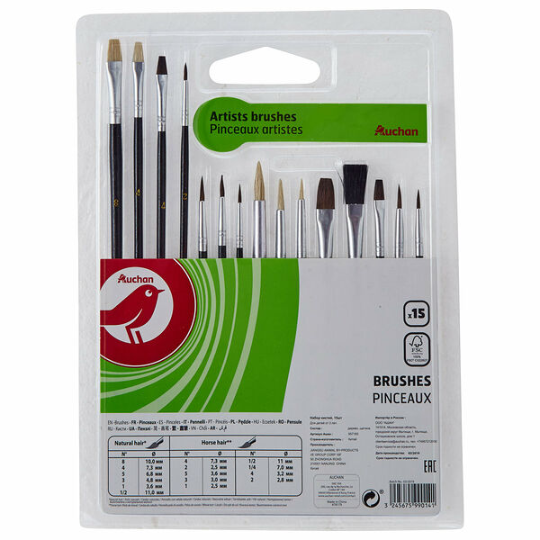 Набор кистей 15 шт ТМ Ашан Красная птица