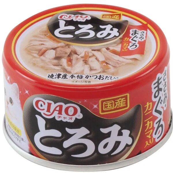 INABA Toromi Консервы для кошек, Куриное филе и тунец магуро с добавлением сурими, 80гр