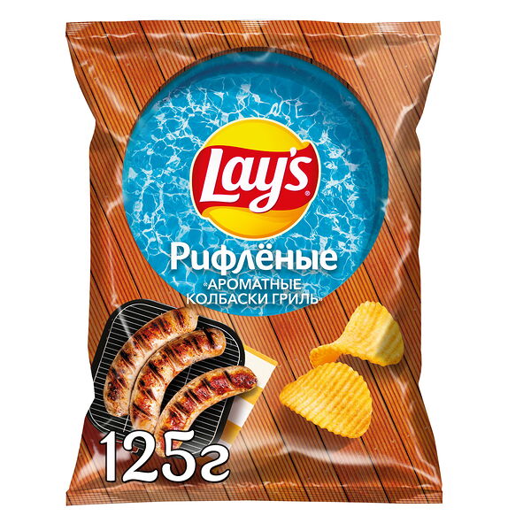 Чипсы Lays Рифленые Ароматные колбаски гриль 125 г