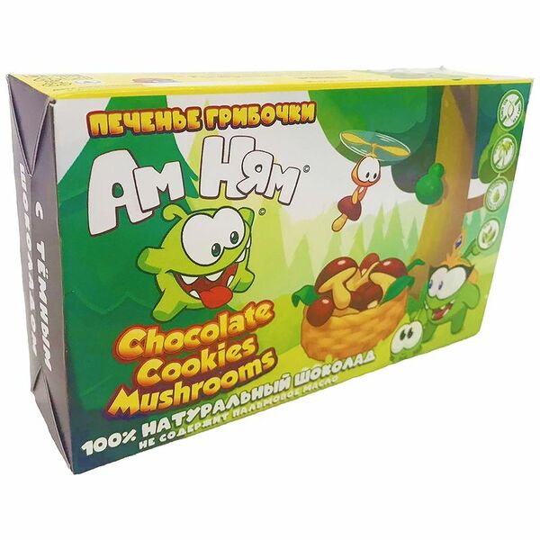 Печенье Ам Ням Грибочки с тёмным шоколадом, 45г