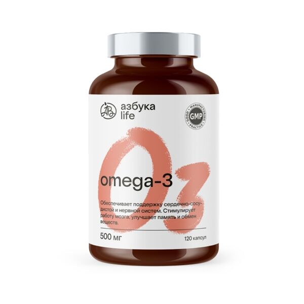 Омега-3, «Азбука Life», 120 капсул, 243 г, Франция