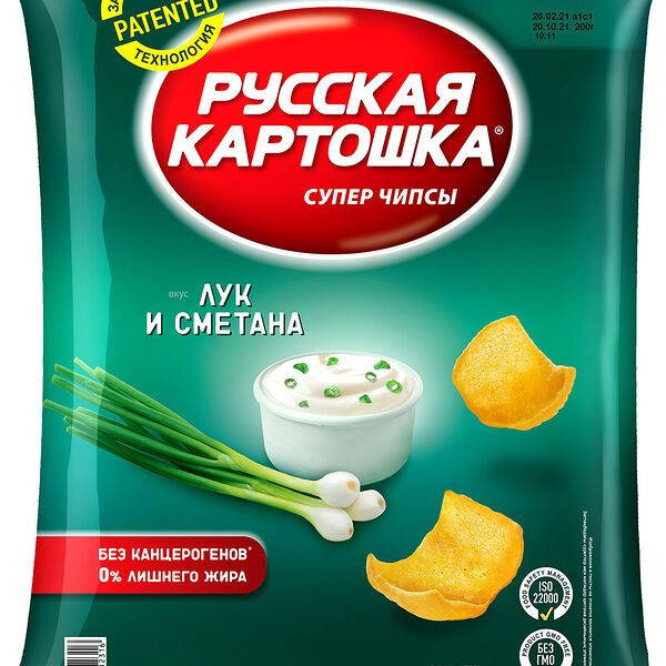 Чипсы картофельные Русская картошка Лук и сметана