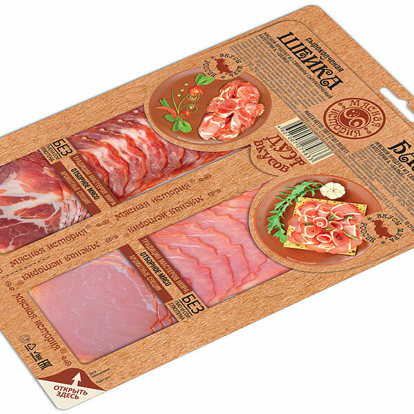 Шейка сырокопченая и балык сырокопченый микс нарезка ТМ Иней 