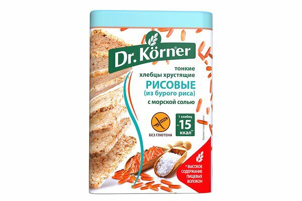 Хлебцы хрустящие рисовые Dr. Körner с морской солью тонкие