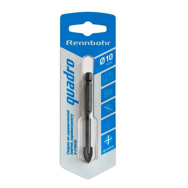 Сверло по керамике RENNBOHR Quadro, 10мм
