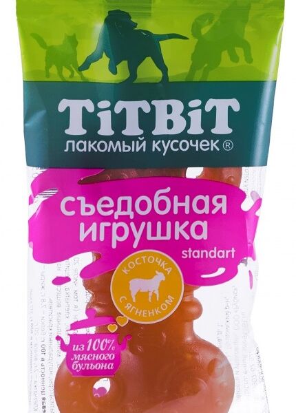 Лакомство для собак Titbit Standart съедобная игрушка косточка с ягненком