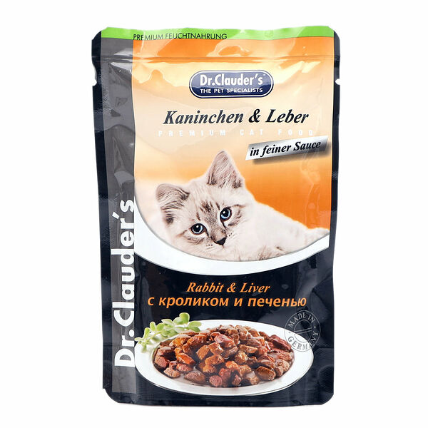 Корм для кошек мясные кусочки в соусе с кроликом и печенью ТМ Dr. Clauder's (Др. Клаудерс)