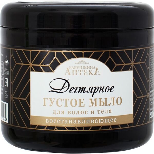 Мыло густое для волос и тела Бабушкина аптека Дегтярное 500мл