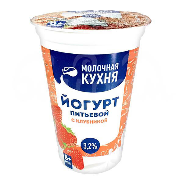 Детское питание Йогурт питьевой Молочная Кухня 3.2% 240гр Клубника