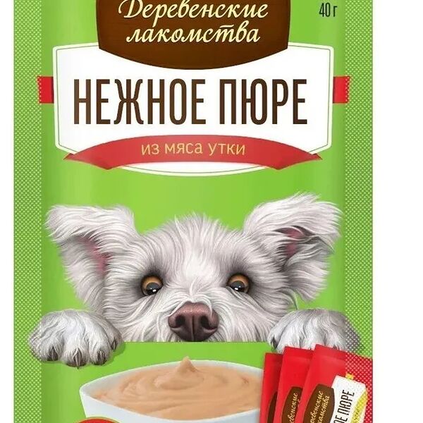 Деревенские лакомства Нежное пюре для собак из говядины - 10 г х 4 шт