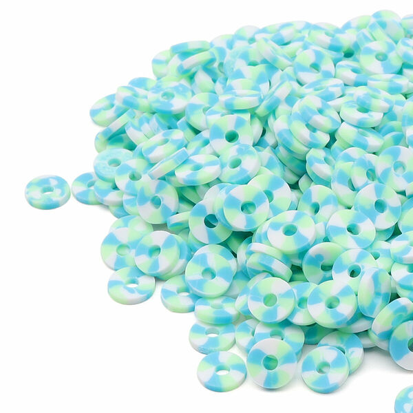 Бусины плоские из полимерной глины 6мм 20г, Astra&Craft(B20 бирюзовый пестрый микс)