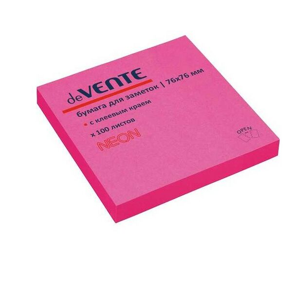Клейкая бумага д/заметок deVENTE (76*76) 100л, неон коралловая арт 2010331