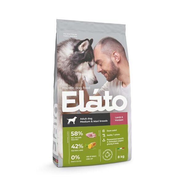 Сухой корм для взрослых собак средних и крупных пород Elato Holistic Adult Dog Medium & Maxi Lamb & Venison с ягненком и олениной