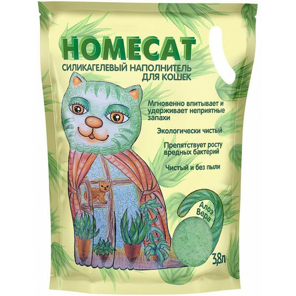 Homecat Силикагелевый наполнитель Homecat Алоэ Вера 7,6 л