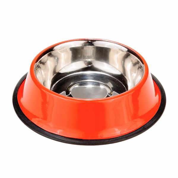Миска для собак цветной металл, резиновое основание 480мл