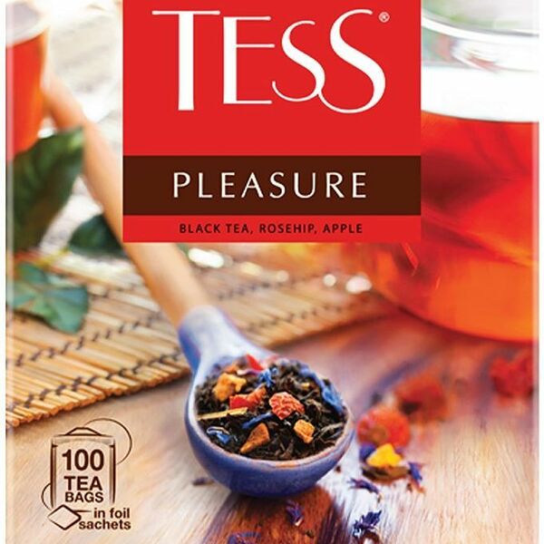 Чай черный Tess Pleasure шиповник-яблоко, 100 пакетиков
