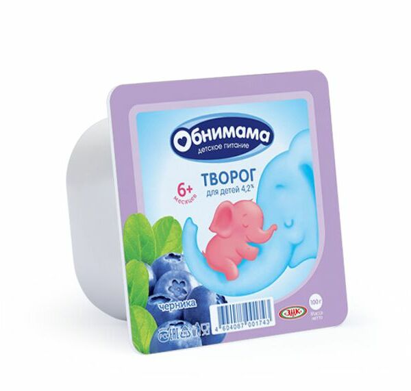 Творог Обнимама черничное с 6 месяцев 4.2%, 100г
