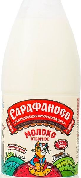 Молоко Сарафаново цельное отборное детское пастеризованное 3.4-4% 930мл