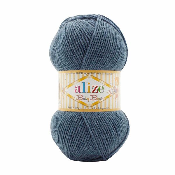 Пряжа Alize 'Baby Best' 100г 240м (10% бамбук, 90% акрил) с эффектом Антипиллинг (418 светлый индиго)