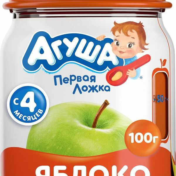 Пюре фруктовое Агуша яблоко с 4 мес. 100г