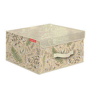 Кофр для хранения Hausmann растительный принт/бежевый, 30х30х16см