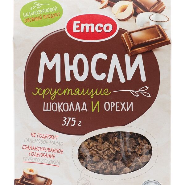 Мюсли Emco хрустящие с шоколадом и орехами