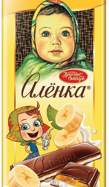 Шоколад Алёнка молочный с молочной и желейной начинками Крем банан, 87г