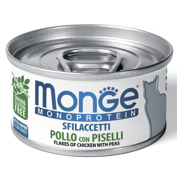 Консервы для кошек Monge Cat Monoprotein мясные хлопья из курицы с горошком 80г