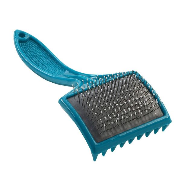 Щётка-пуходерка для животных ПИЖОН большая мягкая с каплями, микс цветов, основание 68х48мм