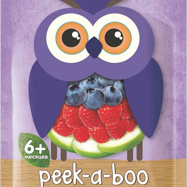 Пюре Peek-a-boo яблоко,малина,черника с 6 месяцев DELAFRUIT, S. L.U.
