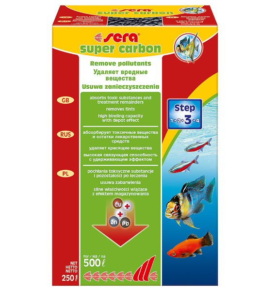 Активированный уголь SERA Super Carbon для для аквариумных фильтров 250 г