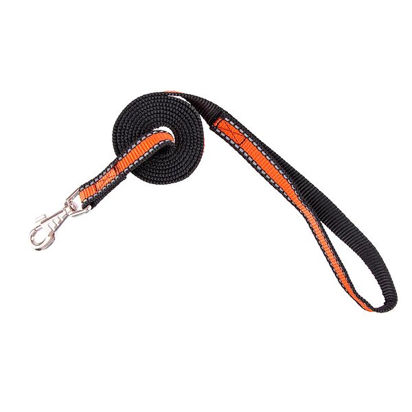 Поводок для собак нейлон светоотражающий, оранжевый, 15x1,5 м