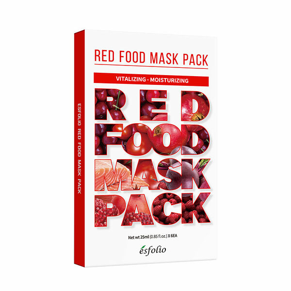 Набор масок для лица `ESFOLIO` RED FOOD (с экстрактами малины, свеклы, томата, вишни, граната, лосося) 6 шт