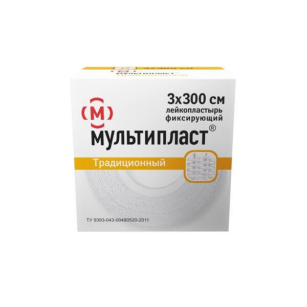 Лейкопластырь Мультипласт 3 см х 300 см традиционный