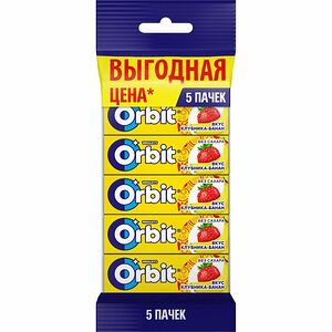 Жевательная резинка ORBIT Клубника банан, 5*13,6г