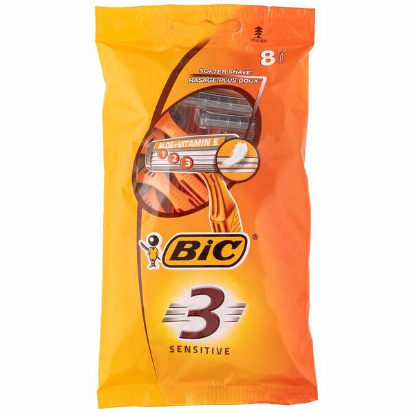 Бритвенный станок Bic Sensitive одноразовый, 3 лезвия 8 шт