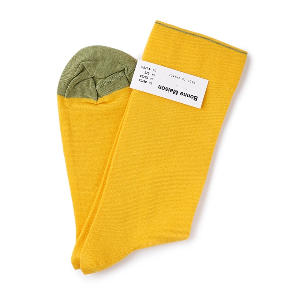 

Носки унисекс Plain Mimosa высокие жёлтые, Bonne Maison, размер 36/38, Франция