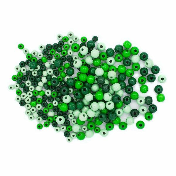 Набор деревянных бусин, зеленый микс 4-6мм, 273шт, Glorex