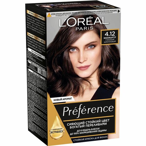 Краска для волос L'Oreal Preference Recital оттенок 4.12 Монмартр Глубокий коричневый, 174 мл
