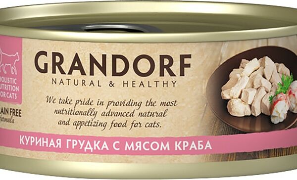 Консервы Grandorf для кошек куриная грудка с мясом краба, 70г