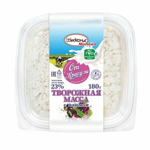 Масса творожная От Красули с изюмом 23%, 180г