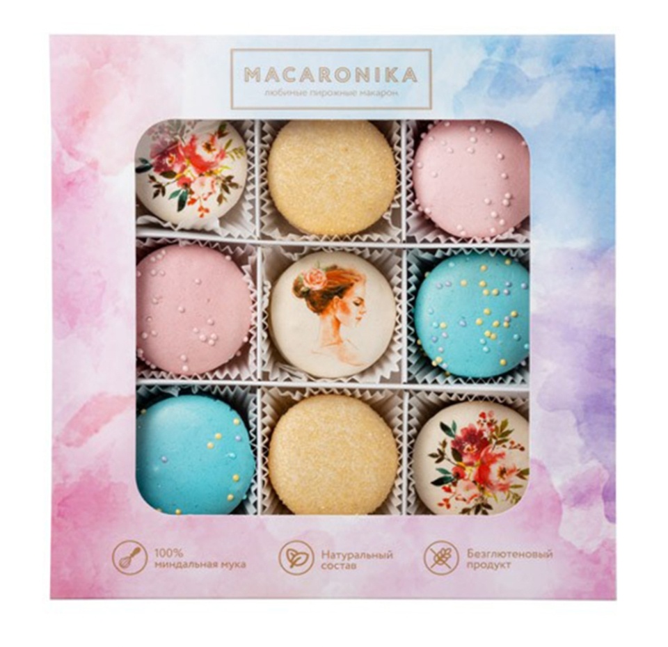 

Набор пирожных Macaronika макарон, 9 шт. 144 г