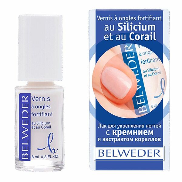 Лак для ногтей Belweder с кремнием и экстрактом кораллов 8 мл