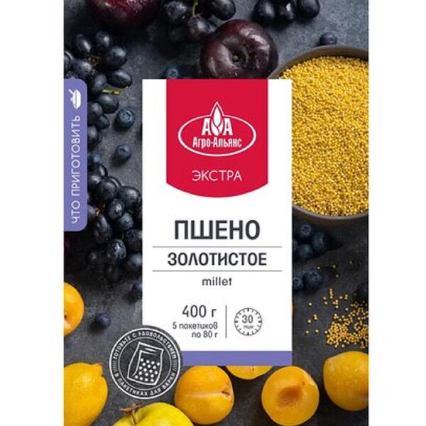 Пшено Агро-Альянс золотистое в пакетиках для варки