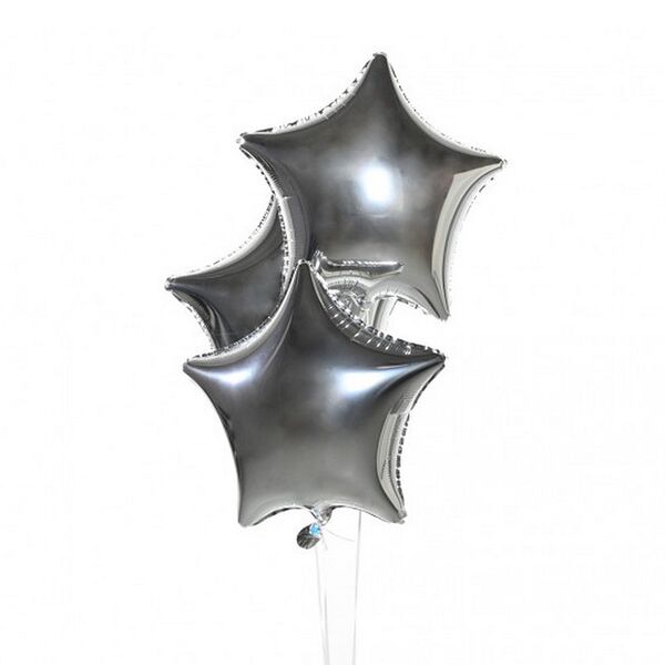 Воздушные шары Звезды (серебро) 3 шт.